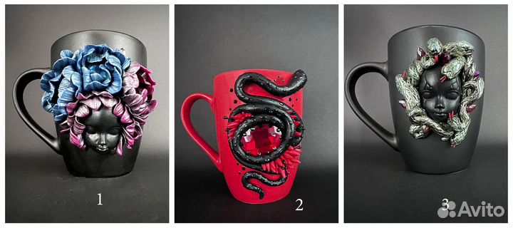 Кружка с декором из полимерной глины