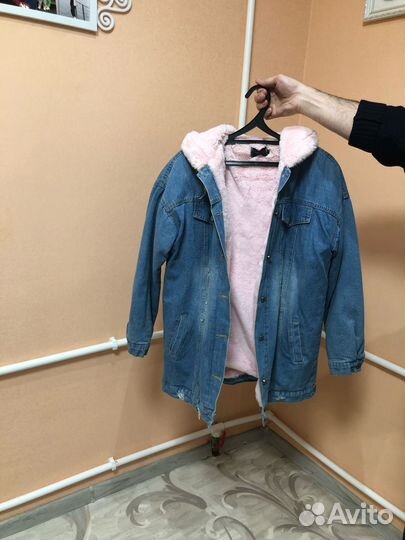 Джинсовая куртка с мехом женская 46 48