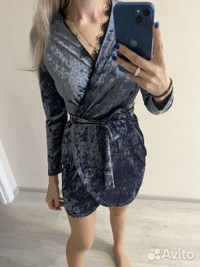 Платье велюровое k story на запах