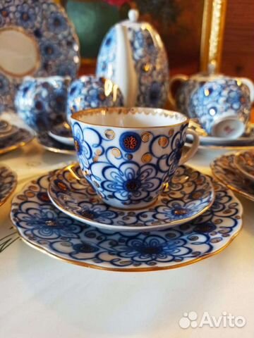 Сервиз кофейный фарфор Вьюнок Лфз 22 предмета