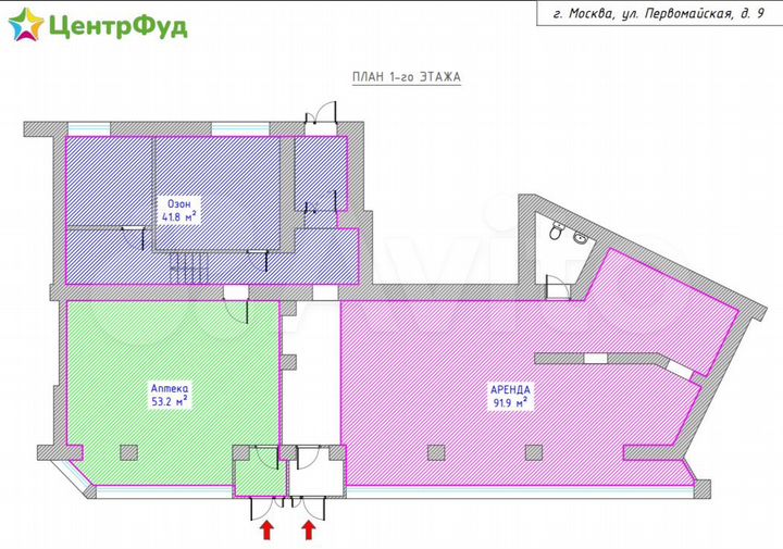 Торговая площадь 92 м² в гастрономе