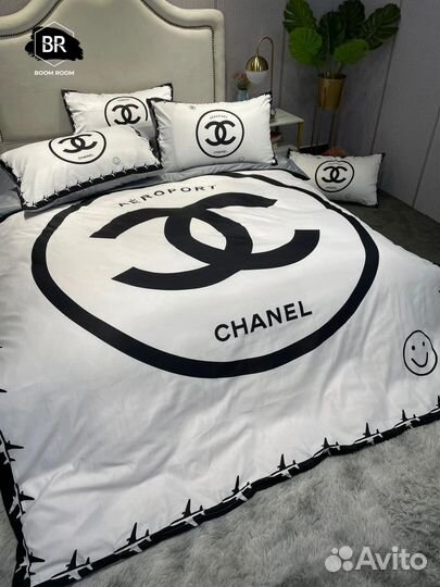 Постельное бельё Chanel микровельвет