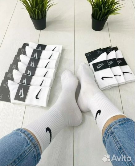 Носки nike высокие белые