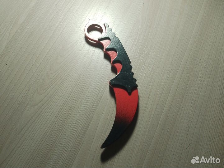 Деревянный нож керамбит чëрно-красный