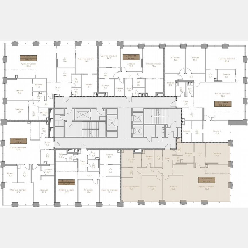 4-к. квартира, 165 м², 15/18 эт.