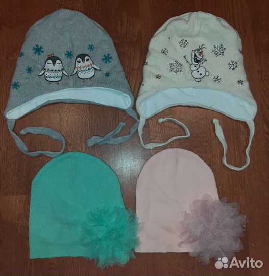 Шапки для девочек двойняшек 52-54