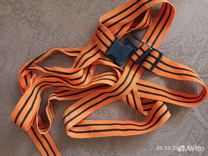 Георгиевская лента-пояс плотная репсовая