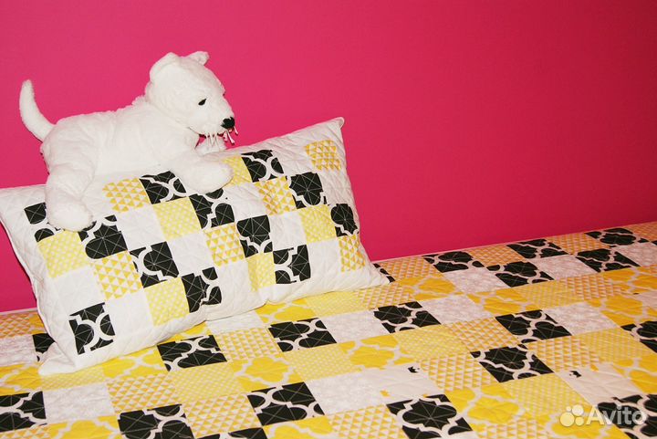 Лоскутное покрывало в стиле пэчворк + 2 наволочки