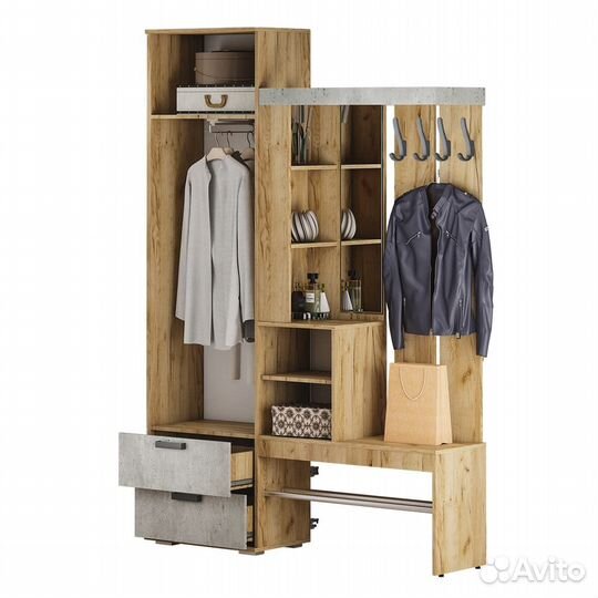 Прихожая Трамп Крафт/Бетон 150х217х37