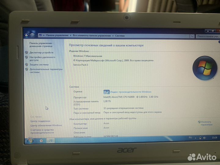 Нетбук acer aspire one