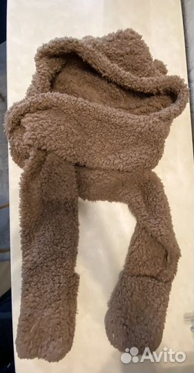 Шапка с ушками. Меховая, плюшевая