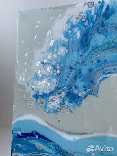 Картина акрилом флюид арт морская волна