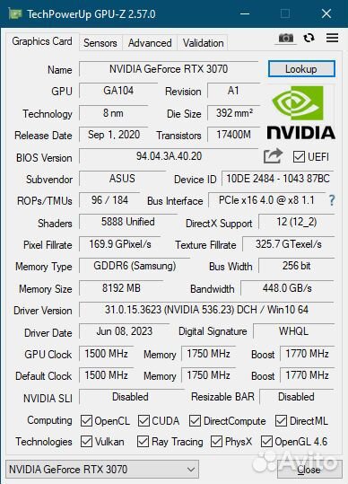Asus GeForce RTX 3070 Dual