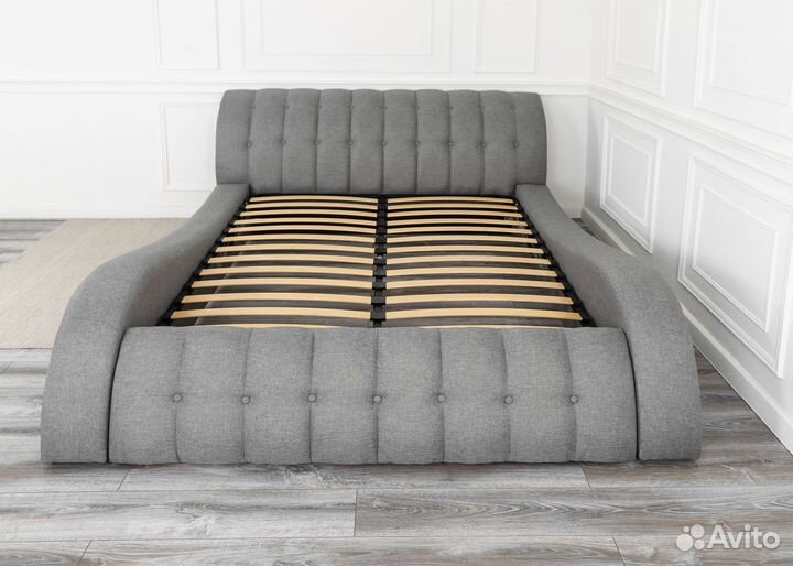 Кровать 140х200 двуспальная серая