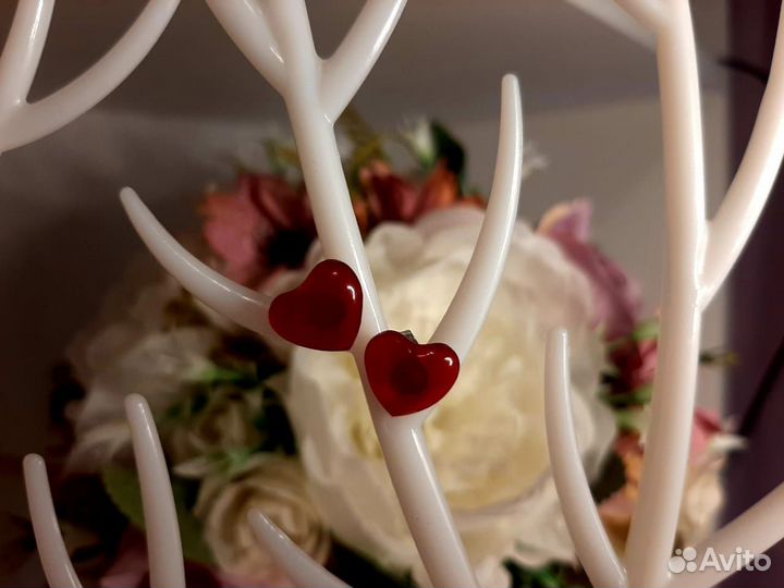 Серьги гвоздики Сердечки в наличии и под заказ