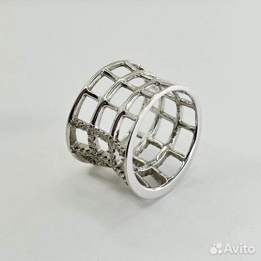 Золотое широкое кольцо бриллианты 1,02 750