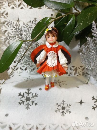Божья коровка ватная игрушка
