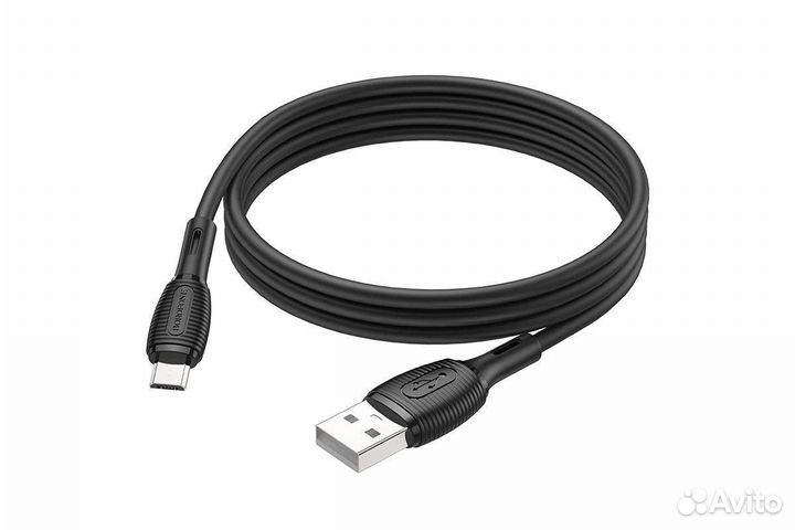 Кабель USB - Micro borofone 2,4A 1м силиконовый