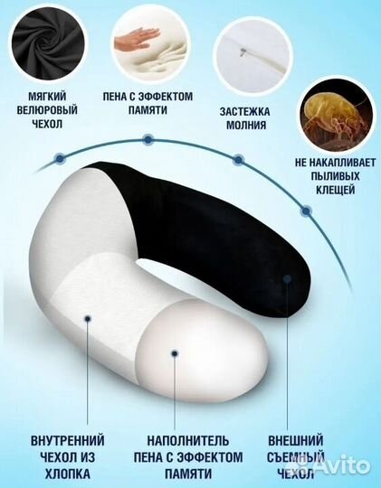 Ортопедическая подушка 30х30х13 для путешествий 18