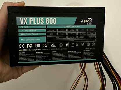 Блок питания aerocool vx plus 600w