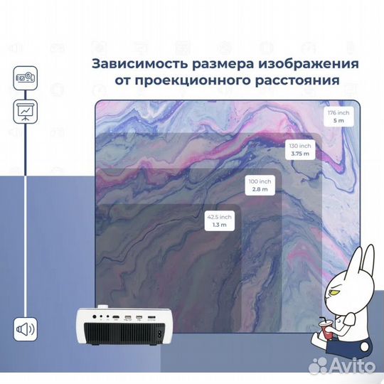 Мультимедийный проектор JIN TU YG-430A wi-fi 1080P