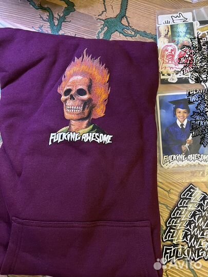 Fucking Awesome M flame skull hoodie худи