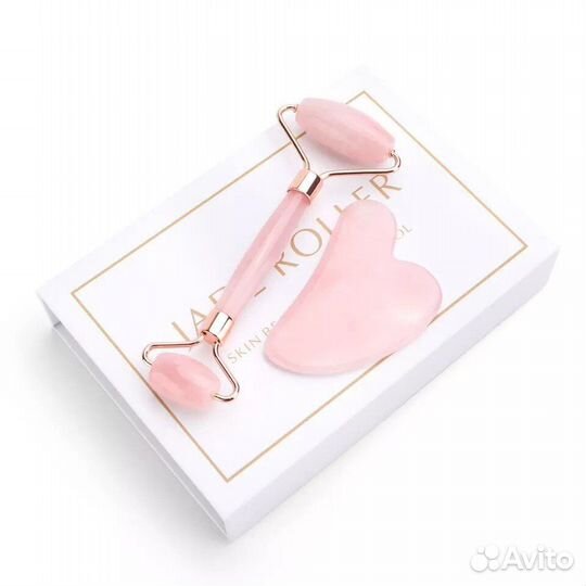 Роллер гуаша из розового кварца