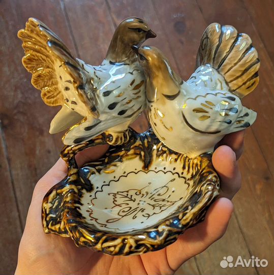 Подсвечник - пепельница «влюблённые голуби» Фарфор