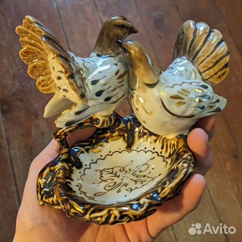 Подсвечник - пепельница «влюблённые голуби» Фарфор