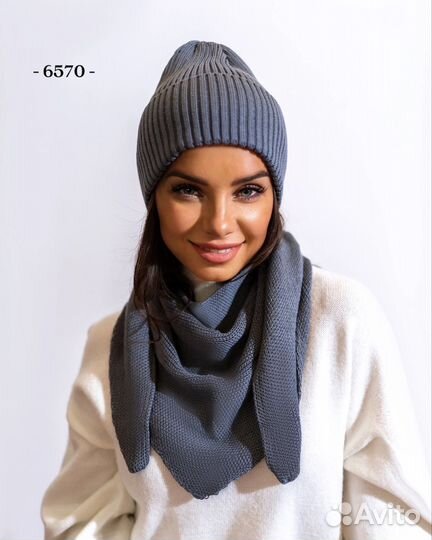 Шапка женская /шапка с шарфом/шапка осень