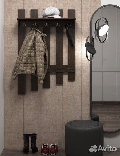 Вешалка настенная для вещей с полкой