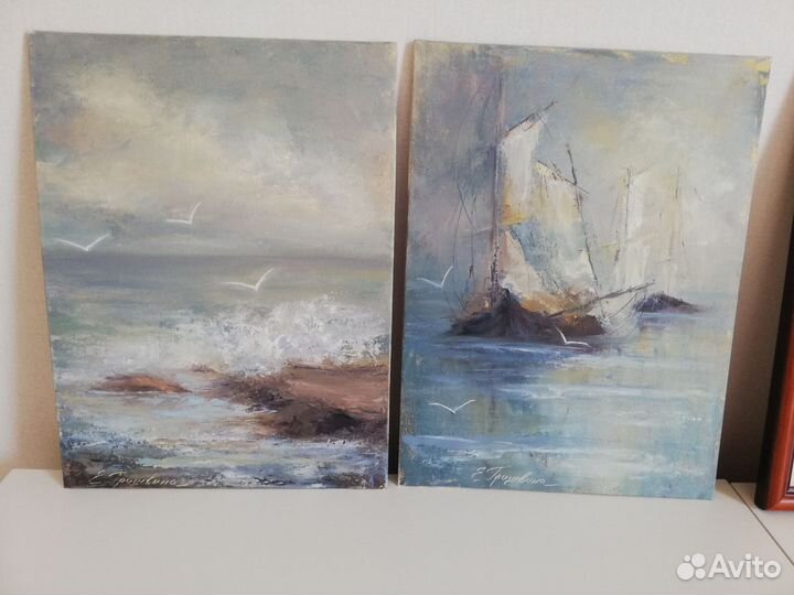 Картины маслом Парусники и Море 30* 40см