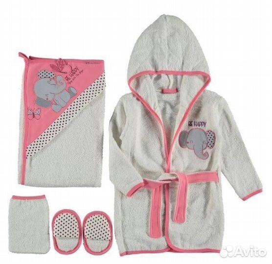 Халат и полотенце набор для новорожденного