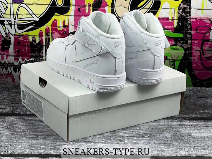 Кроссовки Nike Air Force 1 Mid White (36-45)