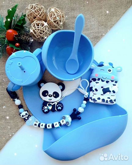 Силиконовая посуда/ тарелка+ложка/первый прикорм