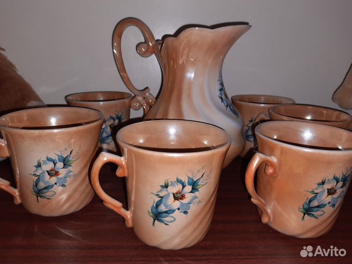 Кувшин керамический с кружками для компота