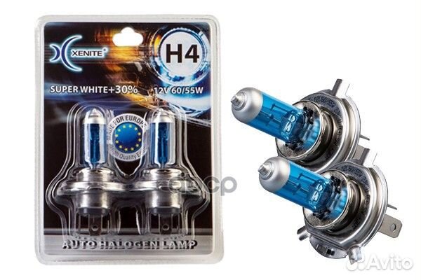 H4 (super white+30) (P43t) 12V 60W/55W Уп. 2шт