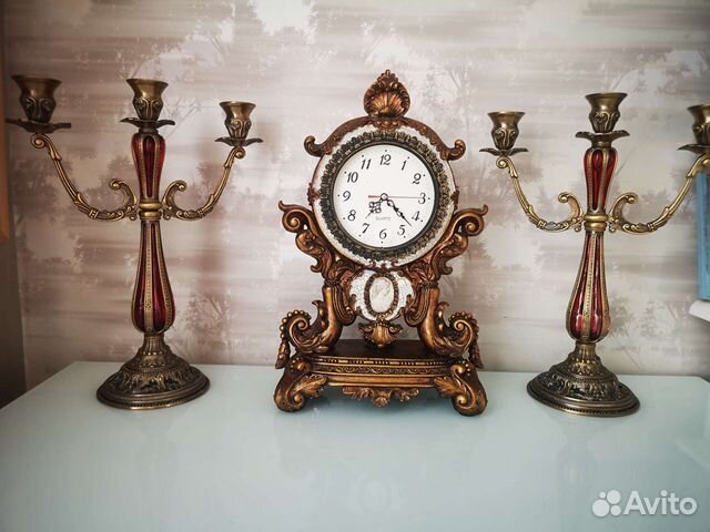 Часы и подсвечники комплект для камина
