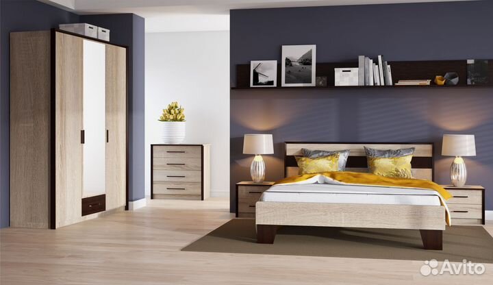 Распашной шкаф Эшли 3дв Венге/сонома