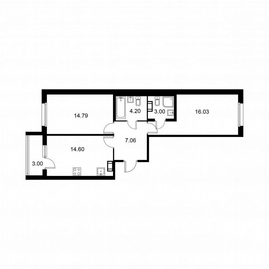 2-к. квартира, 61,2 м², 9/9 эт.