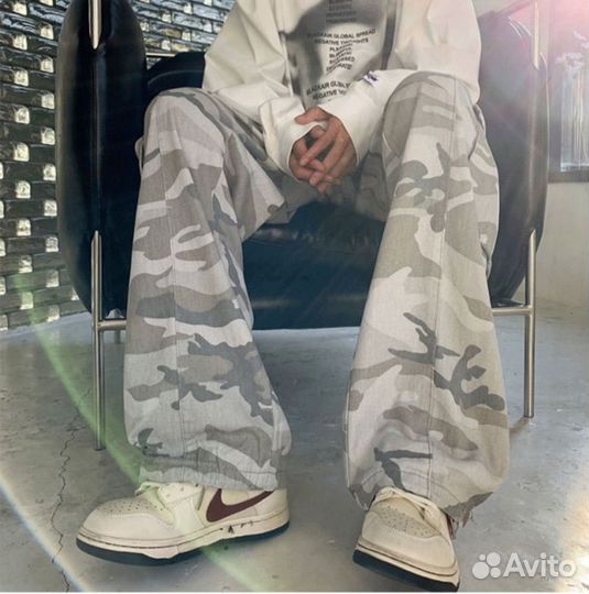 Широкие Штаны White snow Camo Balenciaga type