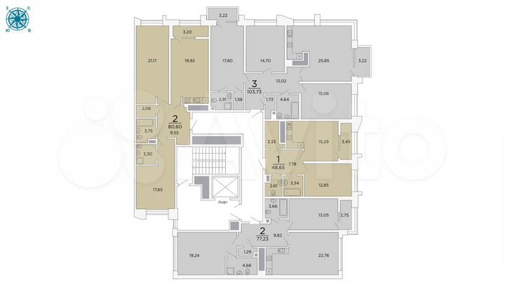 2-к. квартира, 80,6 м², 5/19 эт.