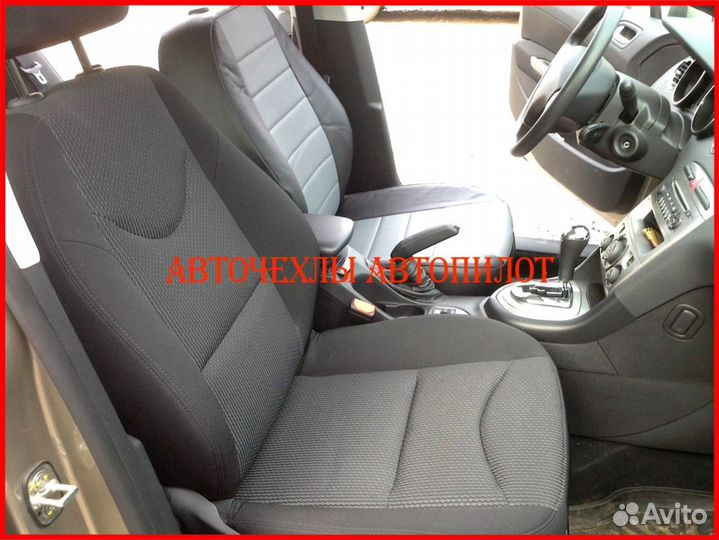 Чехлы Автопилот Peugeot 408 из экокожи чёрно-серые