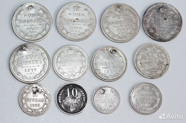 Старинные монеты серебро 20шт