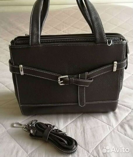 Сумка кожаная,коричневая Afina
