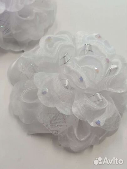 Заколка для волос, бант, белый