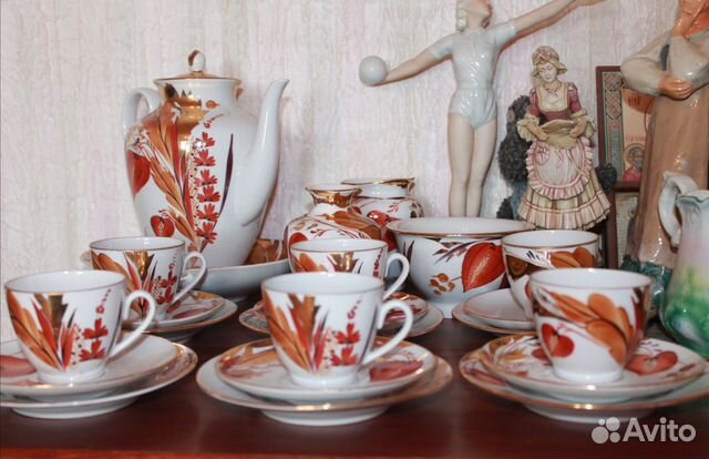 Шикарный редкий сервиз лфз СССР. Ручная роспись