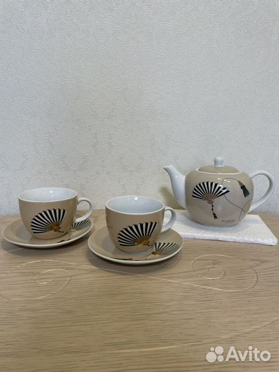 Новый Набор Заварочный чайник и чайная пара Фарфор