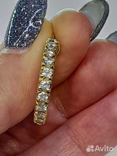 Серьги пусеты золотые 750 с бриллиантами 1,7 ct