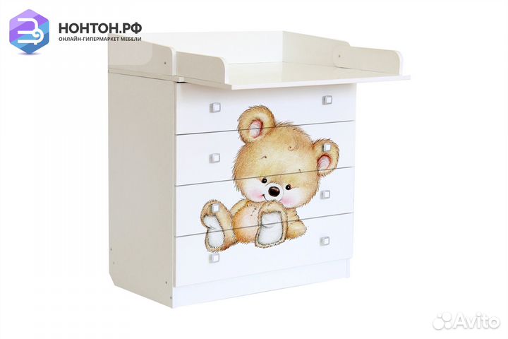 Комод Фея 1580 принт медвежонок / белый